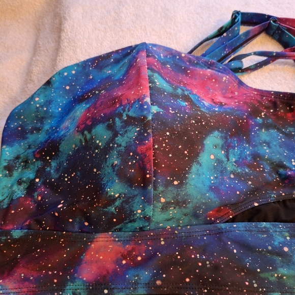 Torrid 4/4X Galaxy Racerback Bikini Top Sports Bra Structured Cup Side Boning - Picture 2 of 14